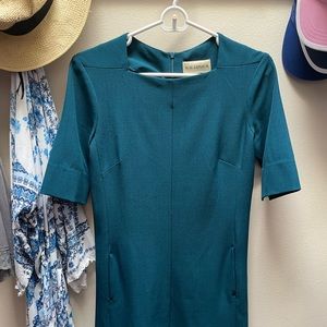 MM LaFleur teal Emily A-line dress